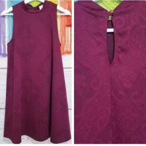 Everly Paisley Venetian Lace Textured Maroon Mini Dress